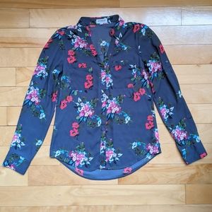 2/$9 Express blue floral Portofino button up shirt